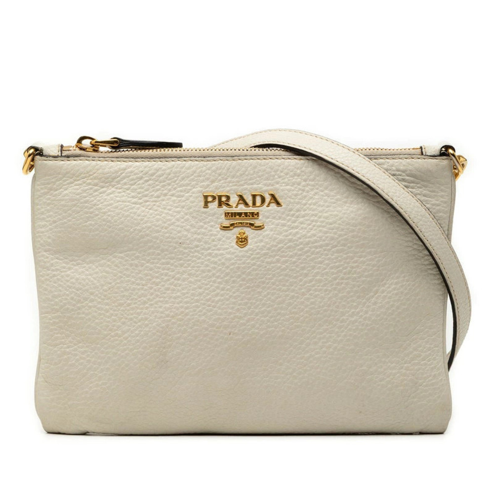 Prada Tessuto Crossbody Bag White Leather